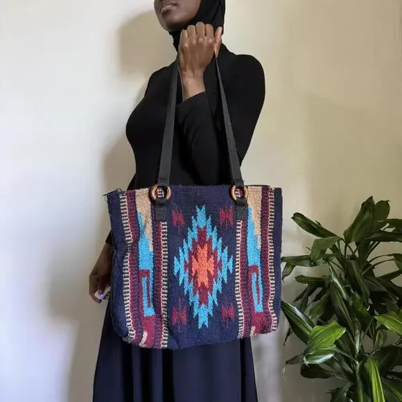 Vintage boho/hippie tote multicolor shoulder bag - Picture 4 of 5